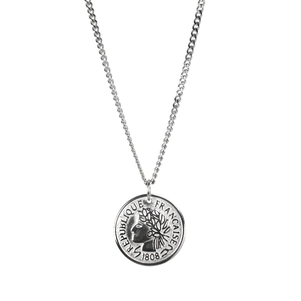 Napoleon Coin Necklace, Silver
